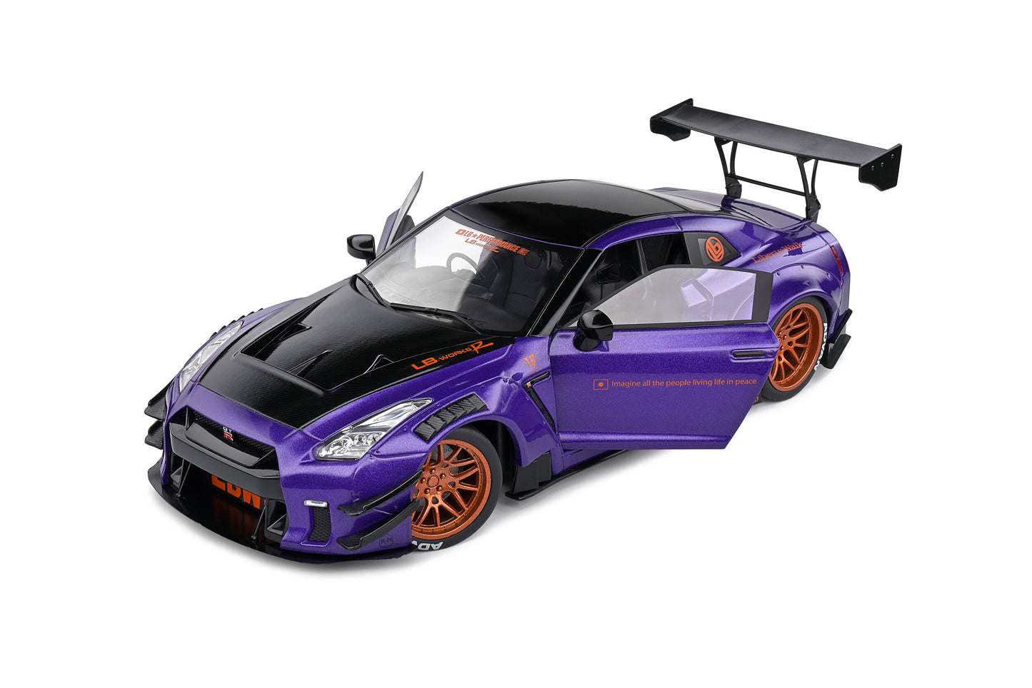 1/18 - NISSAN GT-R (R35) W/ LIBERTY WALK BODY KIT 2.0 – PURPLEZILLA – 2022 - S1805812