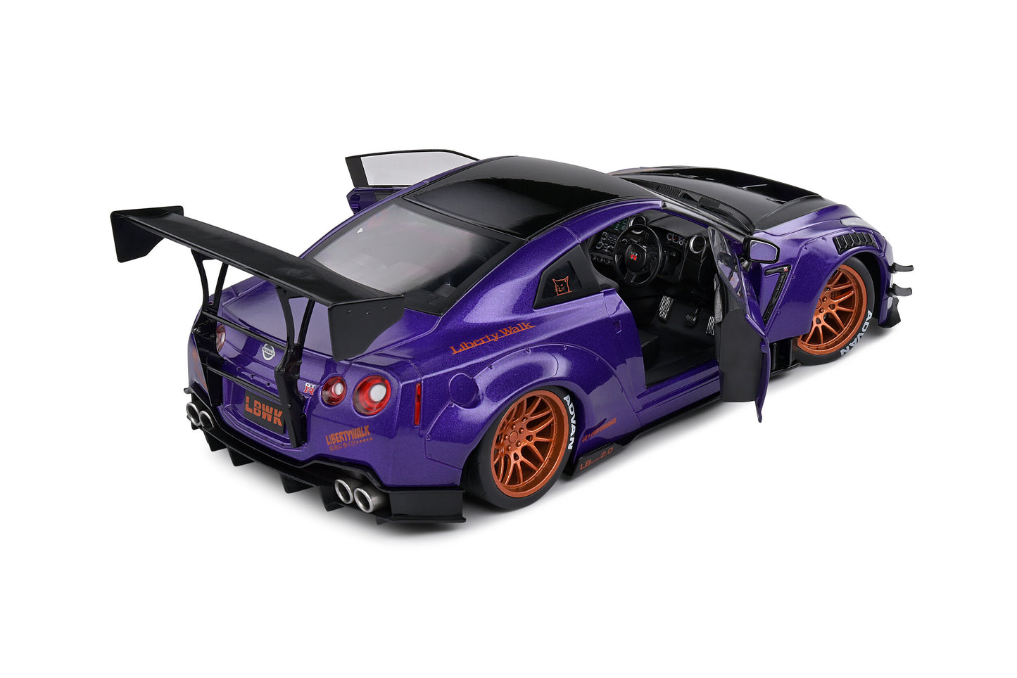 1/18 - NISSAN GT-R (R35) W/ LIBERTY WALK BODY KIT 2.0 – PURPLEZILLA – 2022 - S1805812
