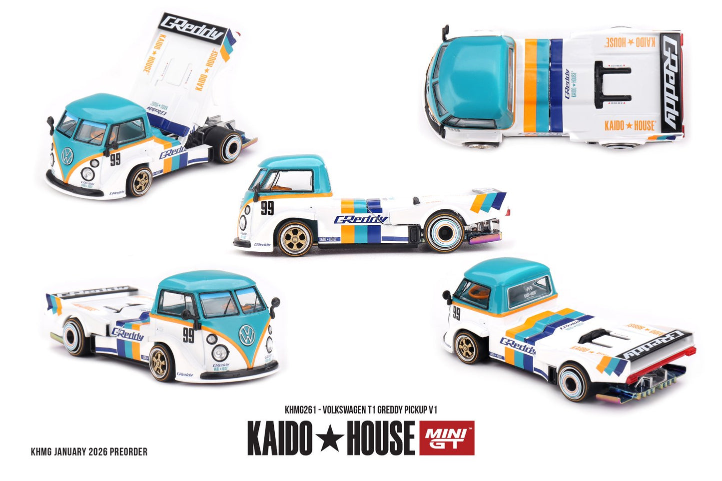 1/64 VOLKSWAGEN T1 GREDDY PICKUP V1 - Mini GT - MGTKHMG261