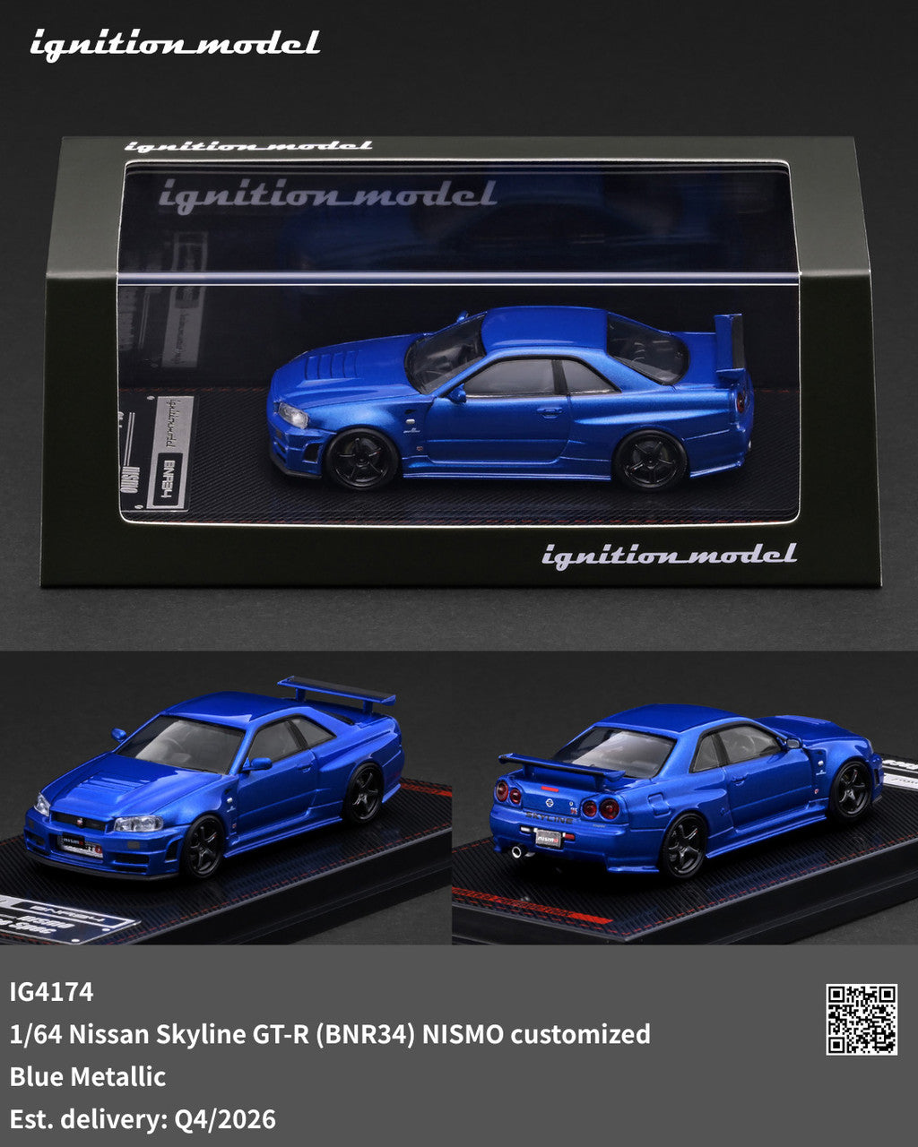 1/64 Nissan Skyline GT-R (BNR34) NISMO customized - Blue Metallic - Ignition - IG4174