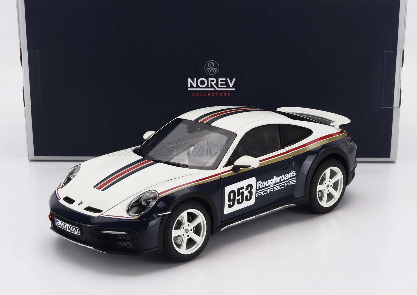 1/18 - PORSCHE 911 992 N 953 RALLY DAKAR ROUGHROADS COUPE 2023 - WHITE BLUE - 187240