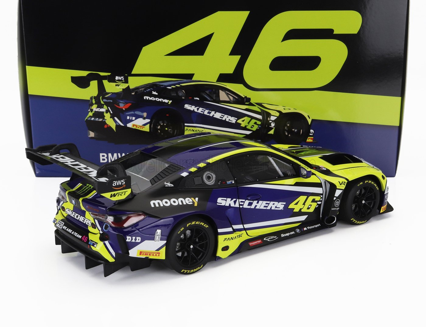 1/18 - 4-SERIES M4 GT3 TEAM WRT N 46 PRESENTATION FANATEC GT WORLD CHALLENGE EUROPE 2023 VALENTINO ROSSI - BLUE YELLOW BLACK