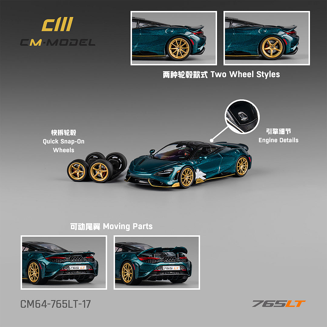 1:64 Mclaren 765LT Metallic black green 765LT - CM64- 765LT-17