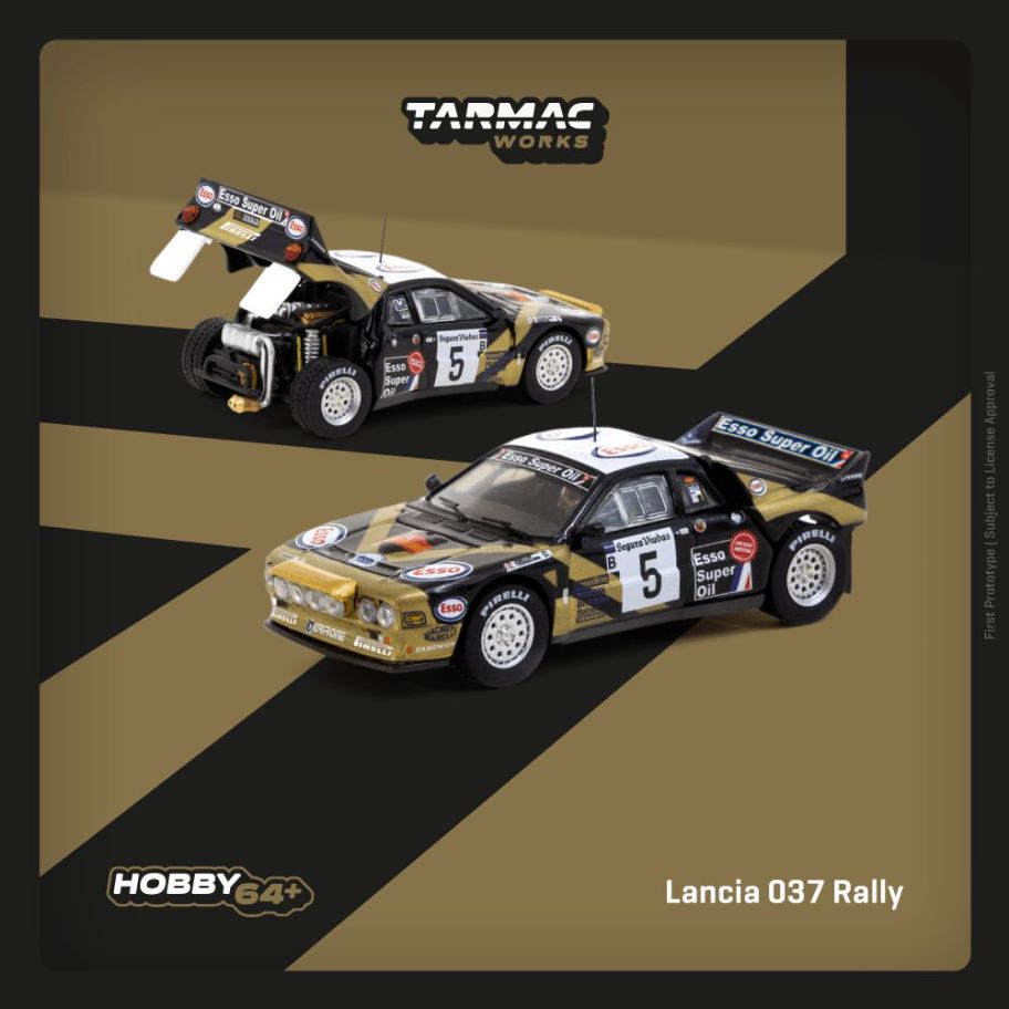 1/64 Lancia 037 Rally #5 F.Tabaton/L. Tedeschini Rally Catalunya 1985, black/gold - Tarmac - TC-T64P-TL002-85CAT05