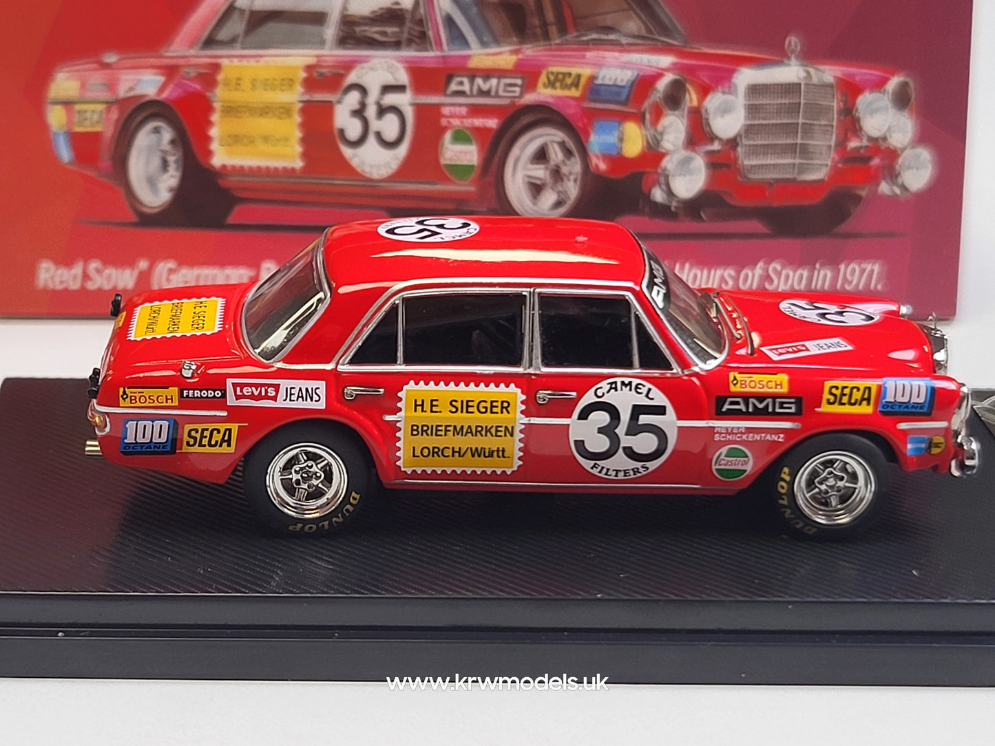 Liberty 64 1/64 - 300 SEL 6.8 AMG, W109 Classic Racing Edition. Red Sow 35 1971 Spa 24