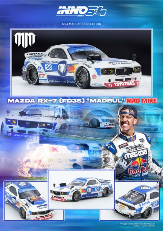 1/64 MAZDA RX7 (FD3S) "PANDEM ROCKET BUNNY" MADBUL MADLAB COLLECTION 001 - Inno64 - IN64-MADLAB01-MADBUL