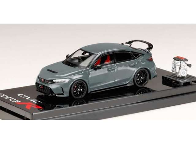 1/64 Honda Civic Type R (FL5) with Engine Display Model, sonic grey pearl - Hobby Japan - HJ641063GM