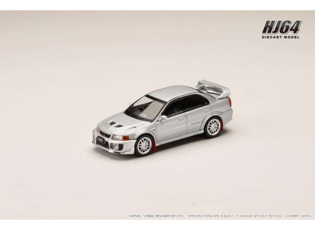1/64 1998 Mitsubishi Lancer GSR Evolution 5 (CP9A) with Mud flap, satellite silver- Hobby Japan - HJ642032AS