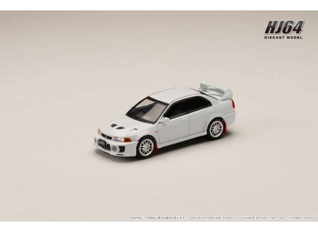1/64 1998 Mitsubishi Lancer GSR Evolution 5 (CP9A) with Mud flap, scortia white - Hobby Japan - HJ642032AW