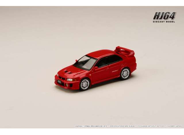 1/64 1998 Mitsubishi Lancer GSR Evolution 5 (CP9A) with Mud flap, palmer red - Hobby Japan - HJ642032AR