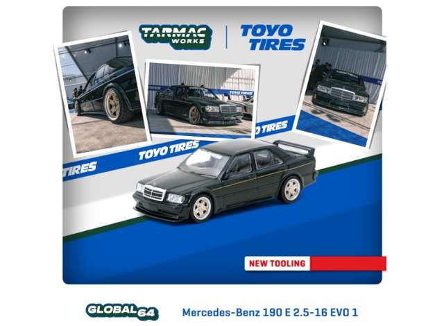 1:64 Mercedes Benz 190 E 2.5-16 EVO 1 *Toyo Tires*, black - TC-T64G-057-TOYO