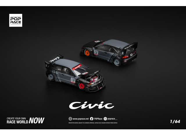 1/64 Pandem Civic EG6 *Kanjozoku*, black/gray/red - Poprace - PR640163