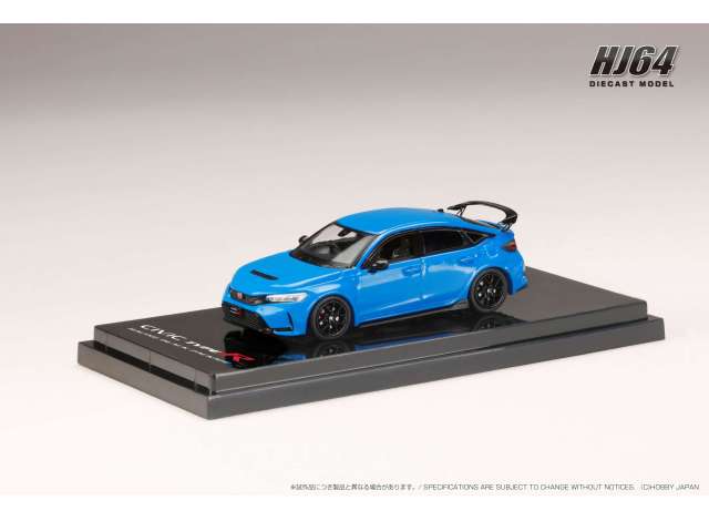 1/64 Honda Civic Type R (FL5), Racing Black Package 2025, racing blue pearl - Hobby Japan - HJ644063BL