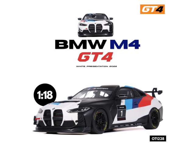 1/18 BMW M4 GT4 White Presentation 2022 - Otto Models - OT1228