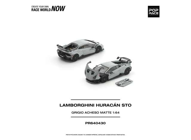 1/64 Lamborghini Huracan STO, grigio acheso matte - Pop Race - PR640430