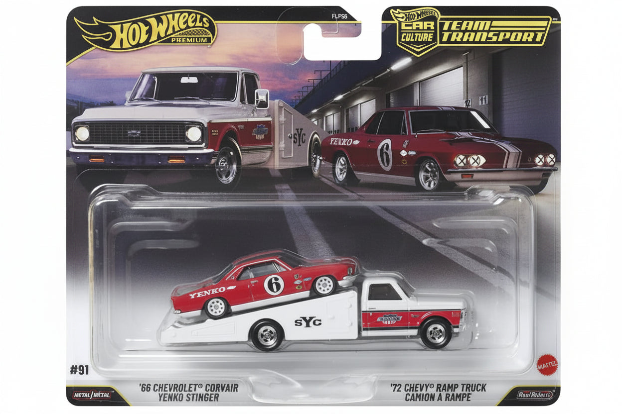 1:64 JHX91 Chevrolet Corvair Yenko Stinger + 1972 Chevrolet Ramp Truck - FLF56-978K