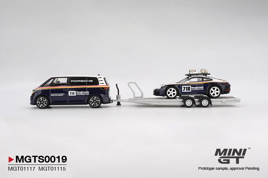 1/64 Porsche 911 Dakar #718 / Volkswagen ID. Buzz Porsche Centrum Gelderland Roughroads Set - MGTS0019