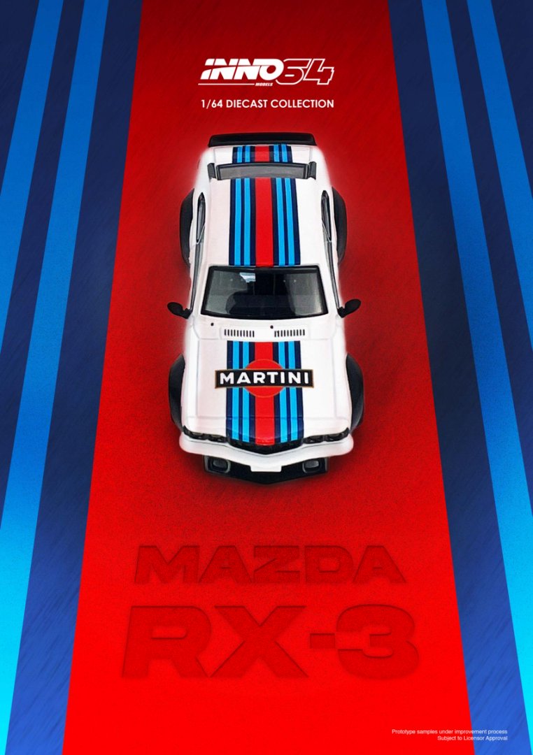 1/64 MAZDA SAVANNA RX3 "MARTINI RACING" Livery - Inno64 - IN64-RX3-MTN