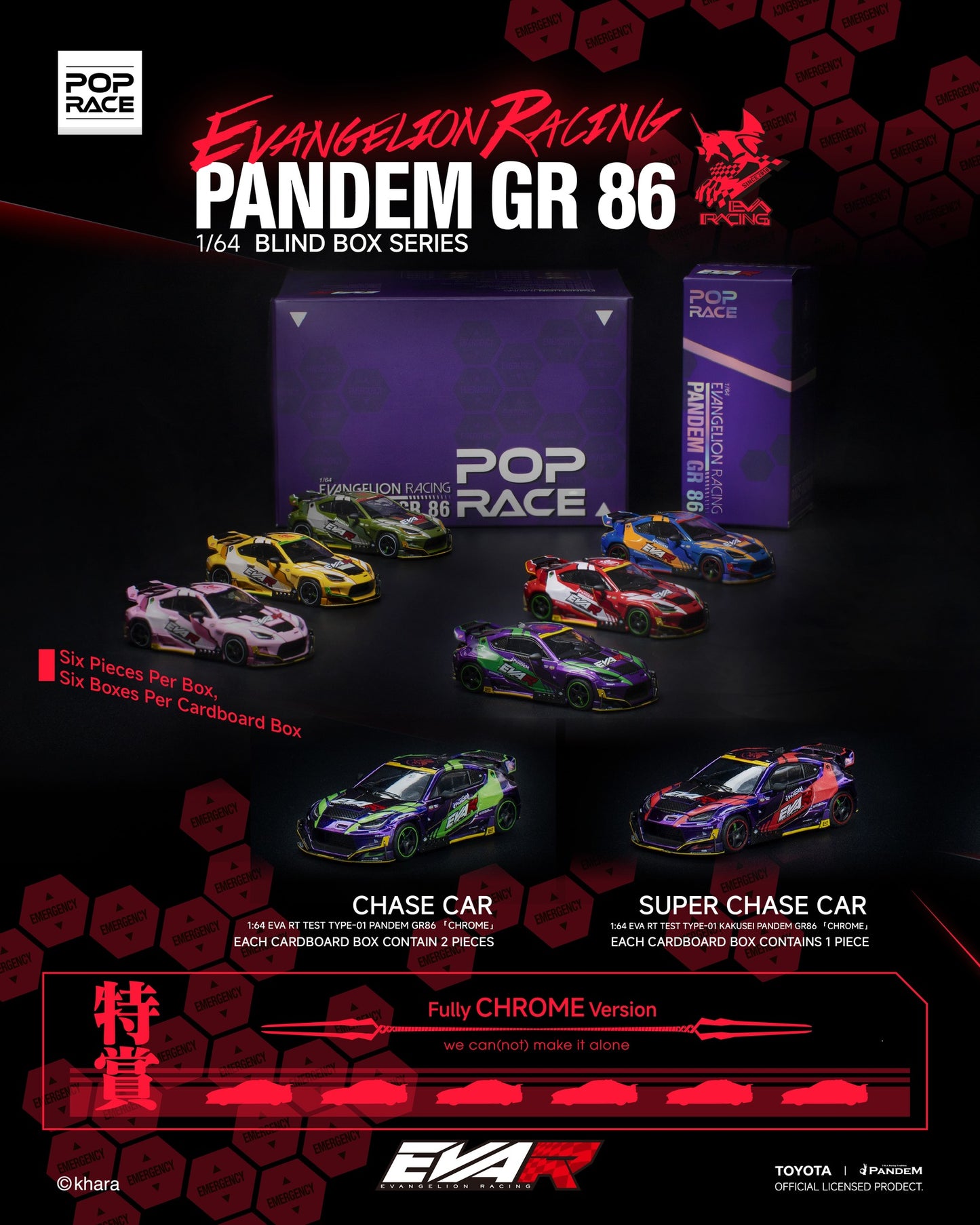 1/64 POP RACE x EVANGELION RACING PANDEM GR 86 BLIND BOX SERIES - Poprace - PR640EVAR