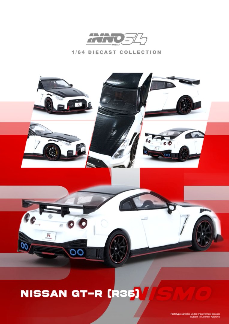 1/64 NISSAN GT-R (R35) NISMO White - Inno64 - IN64-R35N-WHI