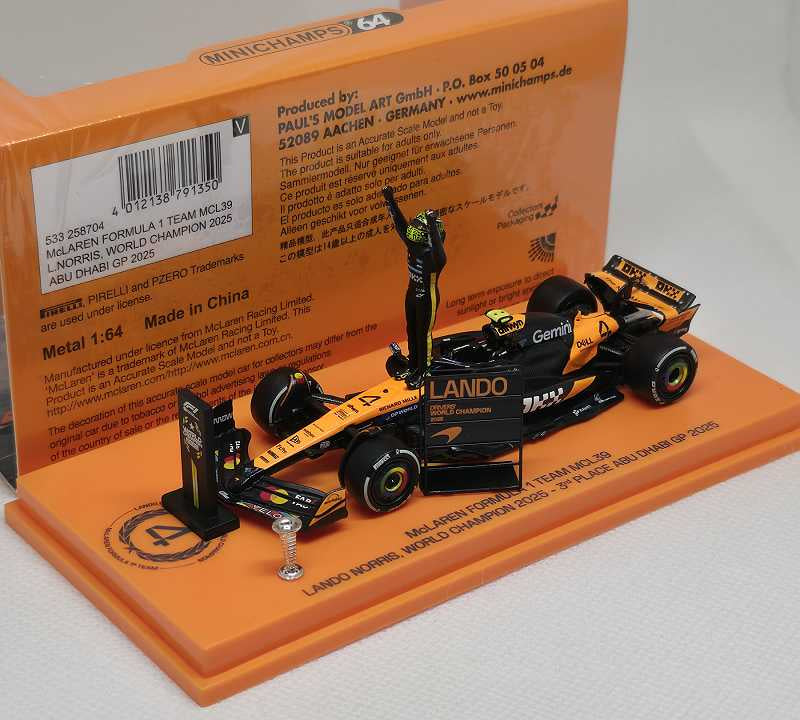1/64 MCLAREN FORMULA 1 TEAM MCL39 - LANDO NORRIS - WORLD CHAMPION