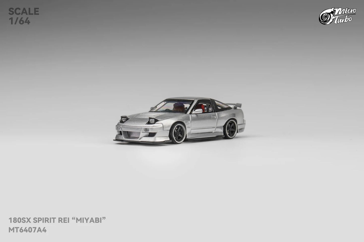 1/64 - 180sx Metallic Silver, Spirit Rei Miyabi modified version - Micro Turbo - MT6407A4