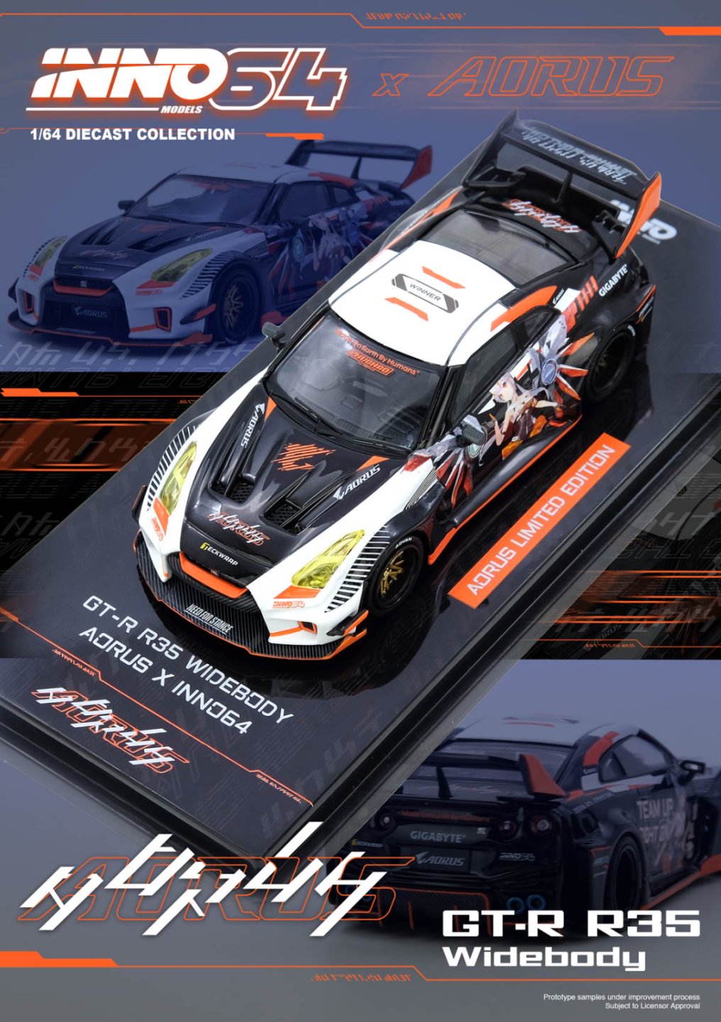 1/64 GT-R R35 WIDEBODY AORUS X INNO64 - Inno64 - IN64-R35LB-AORUS
