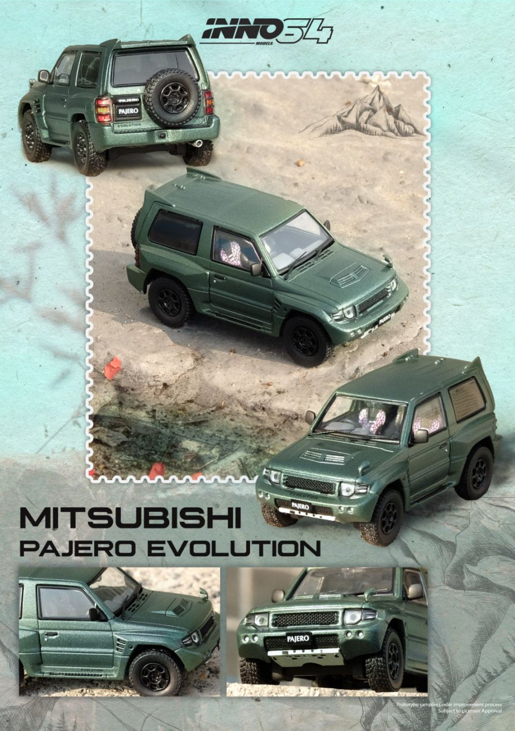 1/64 MITSUBISHI PAJERO EVOLUTION Satin Green - Inno64 - IN64-EVOP-SGRE
