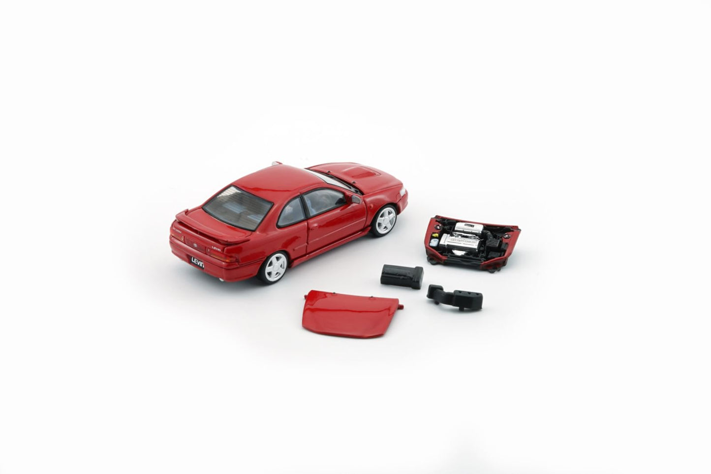 1/64 Toyota Levin 101 -RED (RHD) (Turbo Bonnet + Engine) + NA Engine Cover , SIDESKIRT -HKTCS25- BM Creations - 64B0491