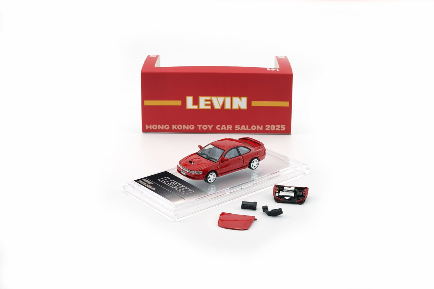 1/64 Toyota Levin 101 -RED (RHD) (Turbo Bonnet + Engine) + NA Engine Cover , SIDESKIRT -HKTCS25- BM Creations - 64B0491
