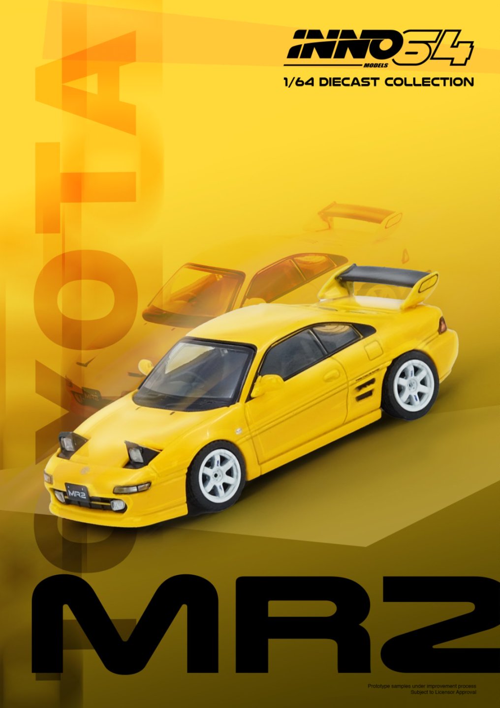 1/64 Toyota MR2 (SW20) Yellow - Inno64 - IN64-MR2-YL