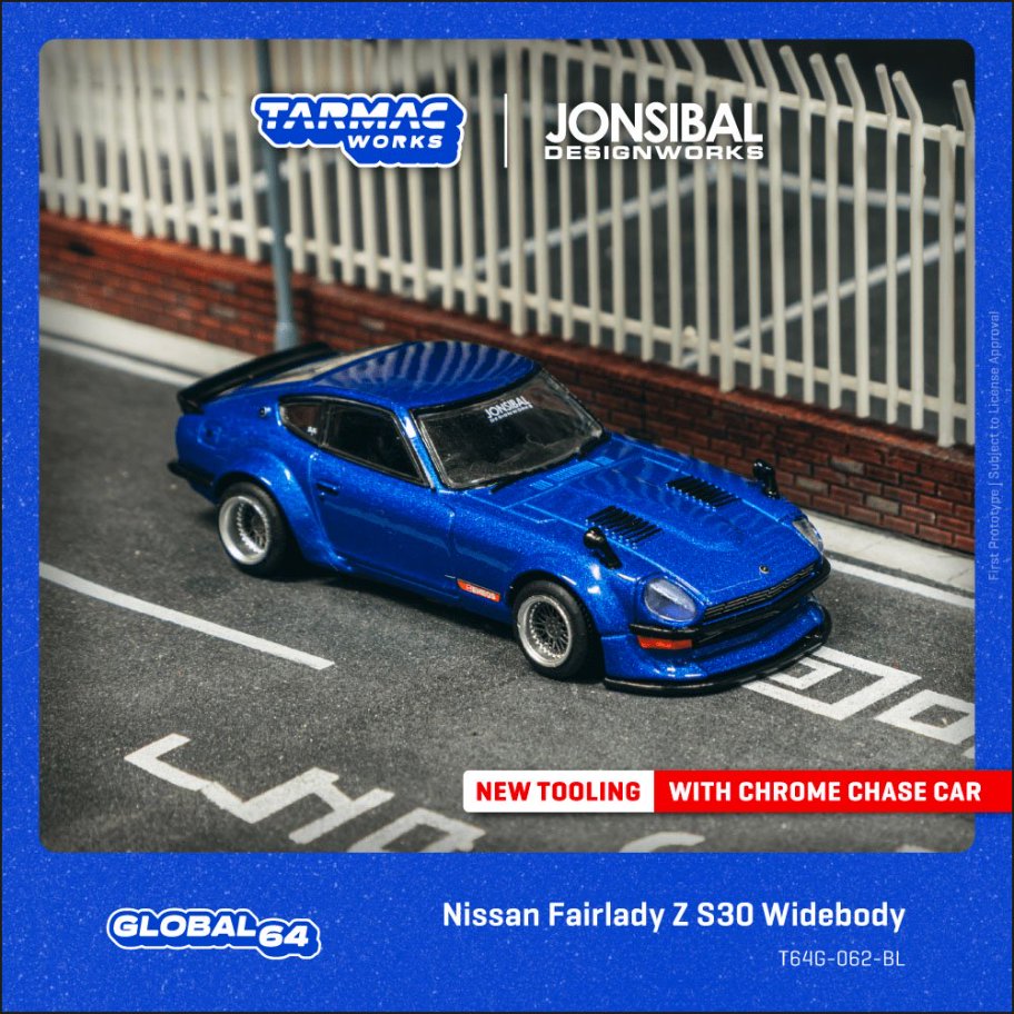 1/64 Nissan Fairlady Z S30 Widebody - Blue - Tarmac Models - T64G-062-BL