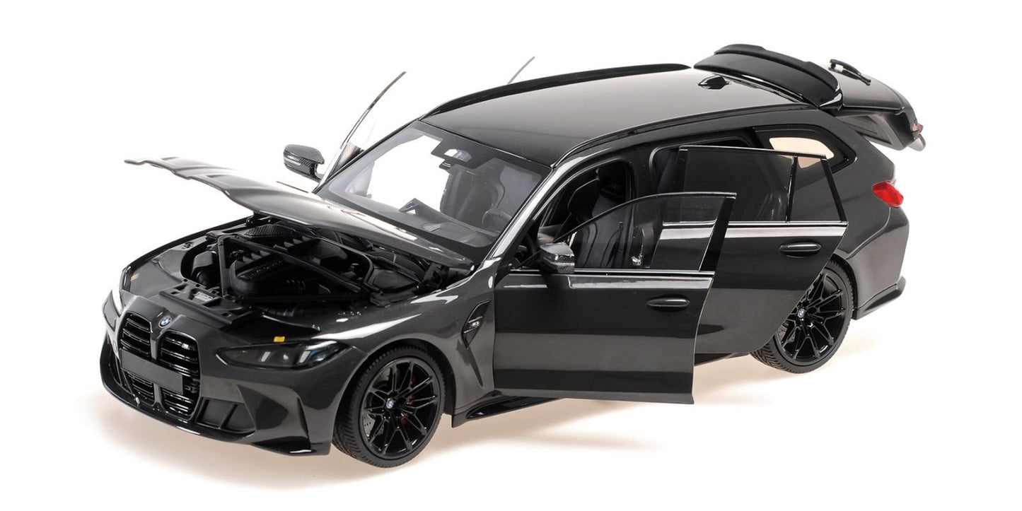 1/18 - BMW M3 TOURING - 2024 - DRAVITGREY METALLIC W BLACK WHEELS AND BLACK INTERIOR - Minichamps - 110024011