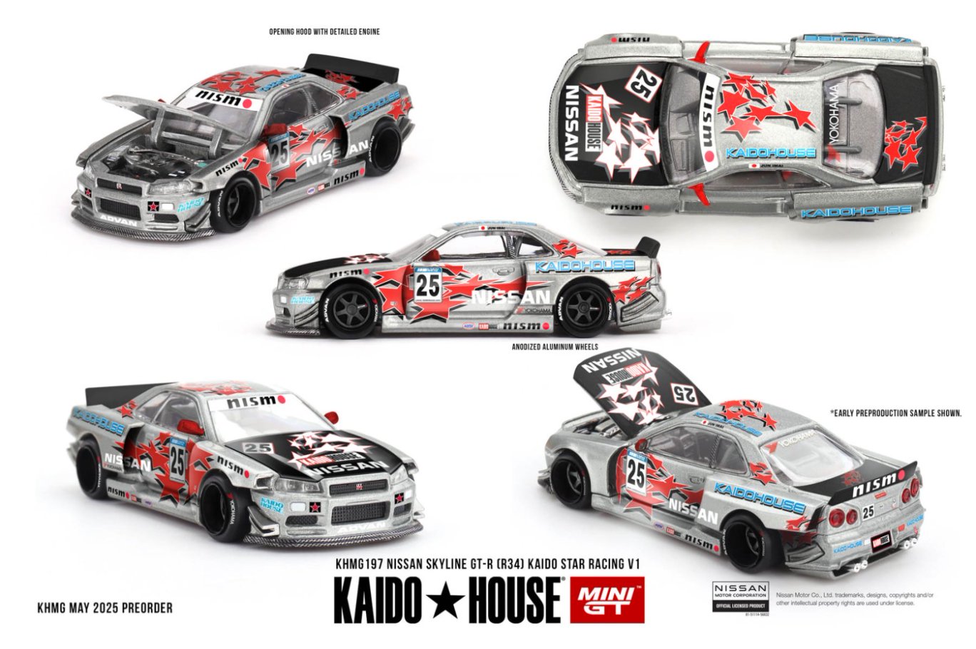 未開封 Nissan Skyline GT-R R34 Kaido 4SET 1/64 NISSAN SKYLINE GT-R (R34) KAIDO STAR RACING V1 - MGTKHMG197
