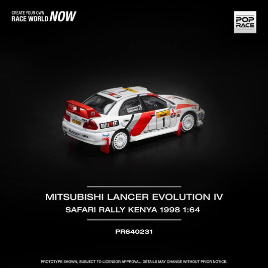 1/64 Mitsubishi Lancer Evolution IV, #1 Safari Rally Kenya 1998, white/red - Poprace - PR640231