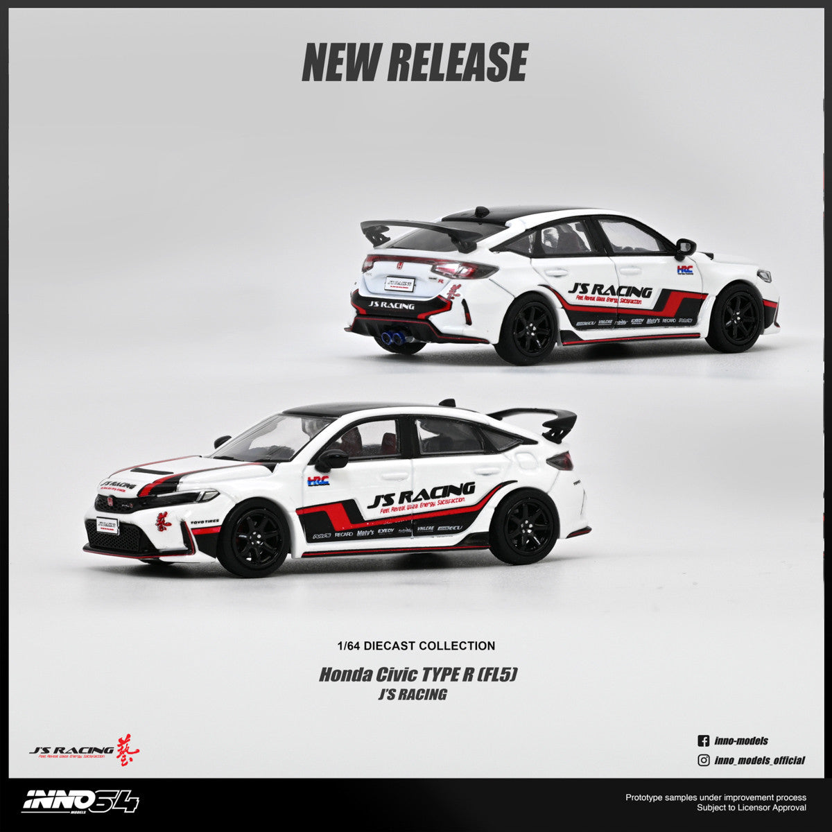 1/64 HONDA CIVIC (FL5) J'S RACING - Inno64 - IN64-FL5JS-WHI