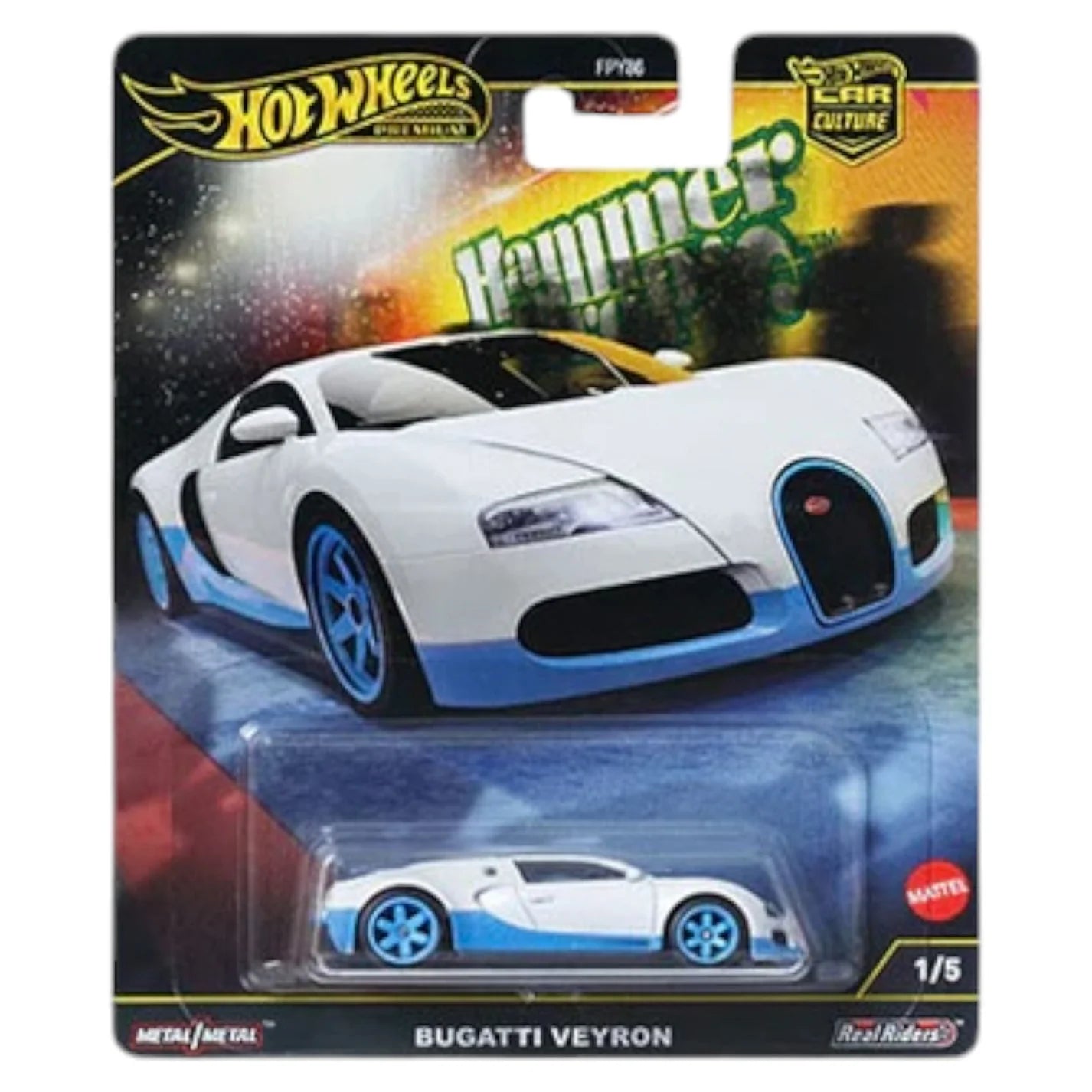 1/64 *Hammer Drop* Car Culture - Bugatti Veyron, white/blue- HRW06