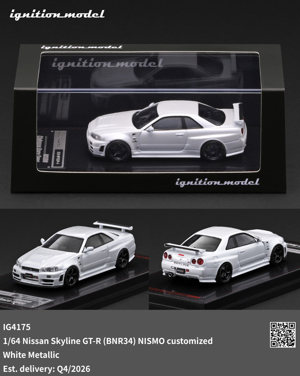 1/64 Nissan Skyline GT-R (BNR34) NISMO customized - White Metallic - Ignition - IG4175