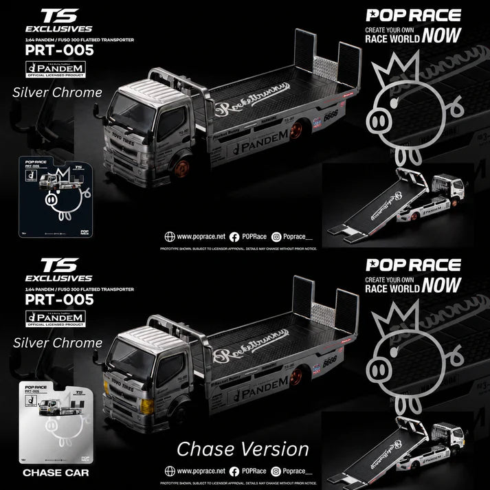 1/64 Pandem Fuso 300 Flatbad Transporter *Tokyo Station Exclusives*, silver chrome - Pop Race - PRT005