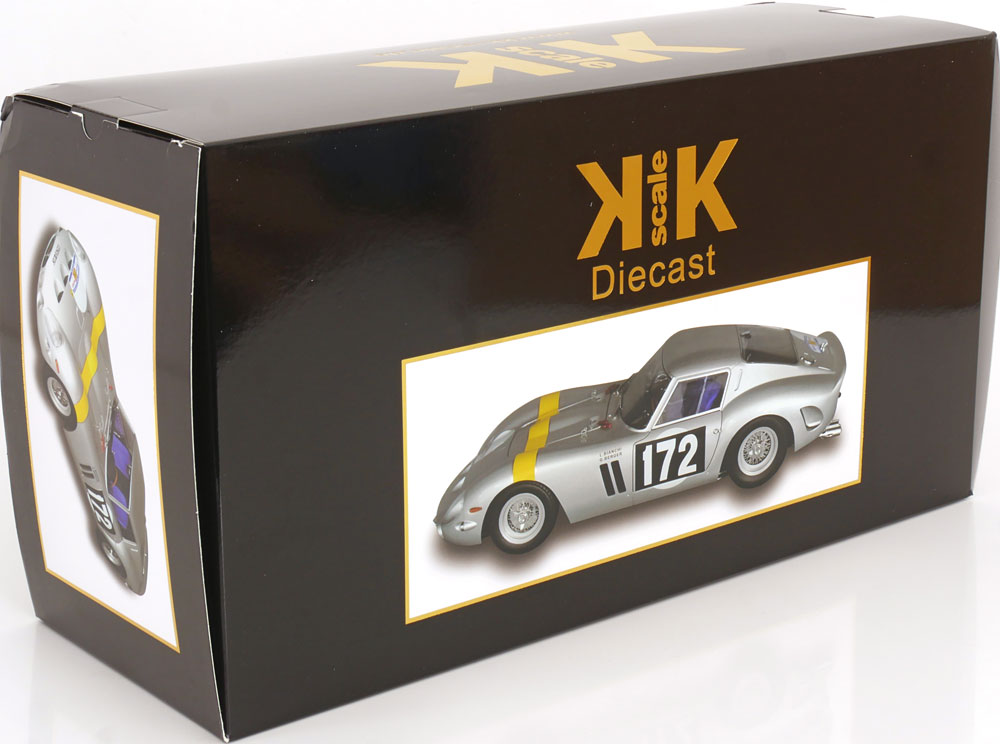 1/12 1964 Ferrari 250 GTO #172 Winner Tour de France, silver/yellow - KKDC120124 - KK Diecast