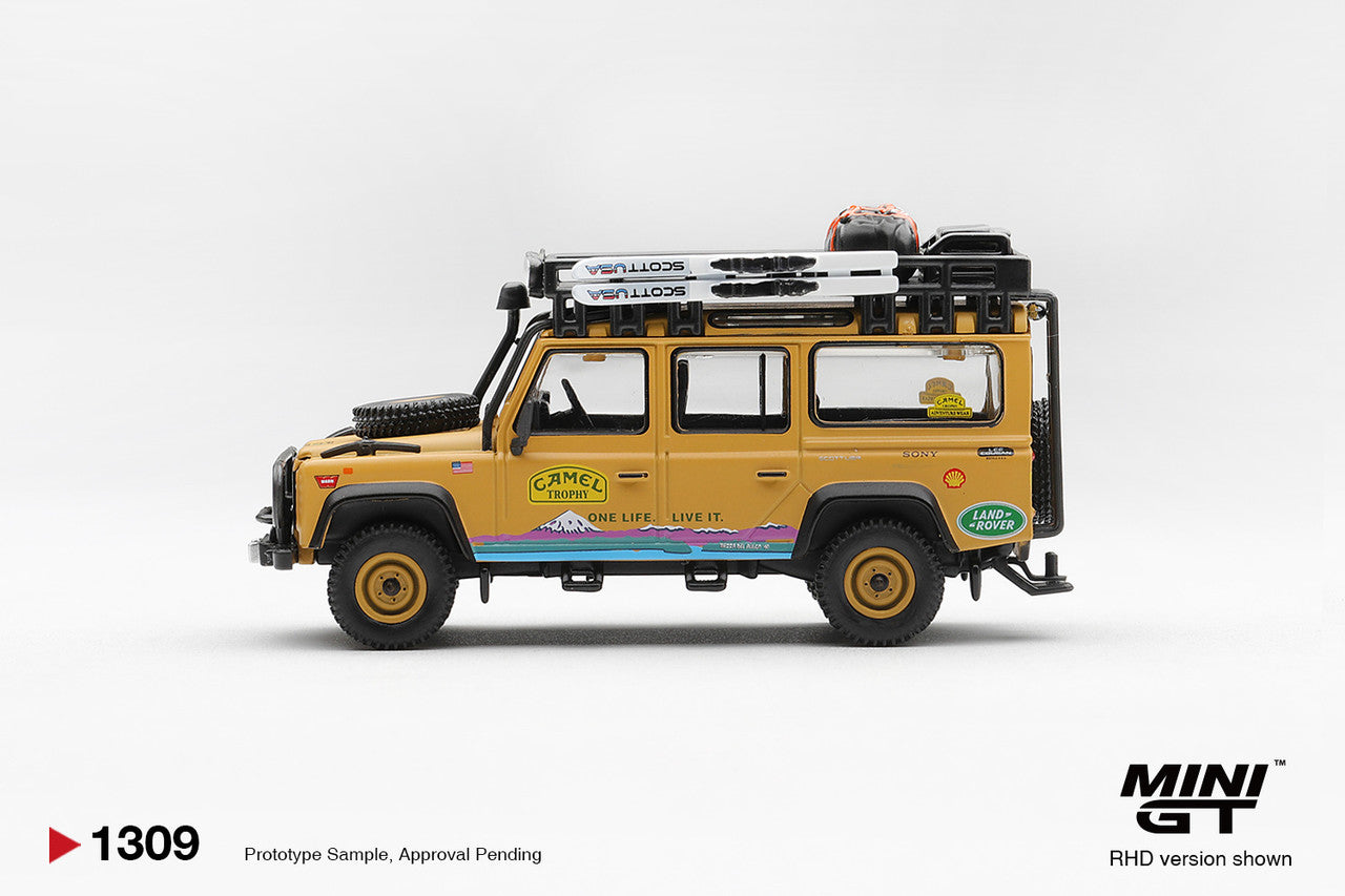 1/64 LAND ROVER DEFENDER 110 1998 CAMEL TROPHY TIERRA DEL FUEGO CT.10 USA - Mini GT - MGT01309