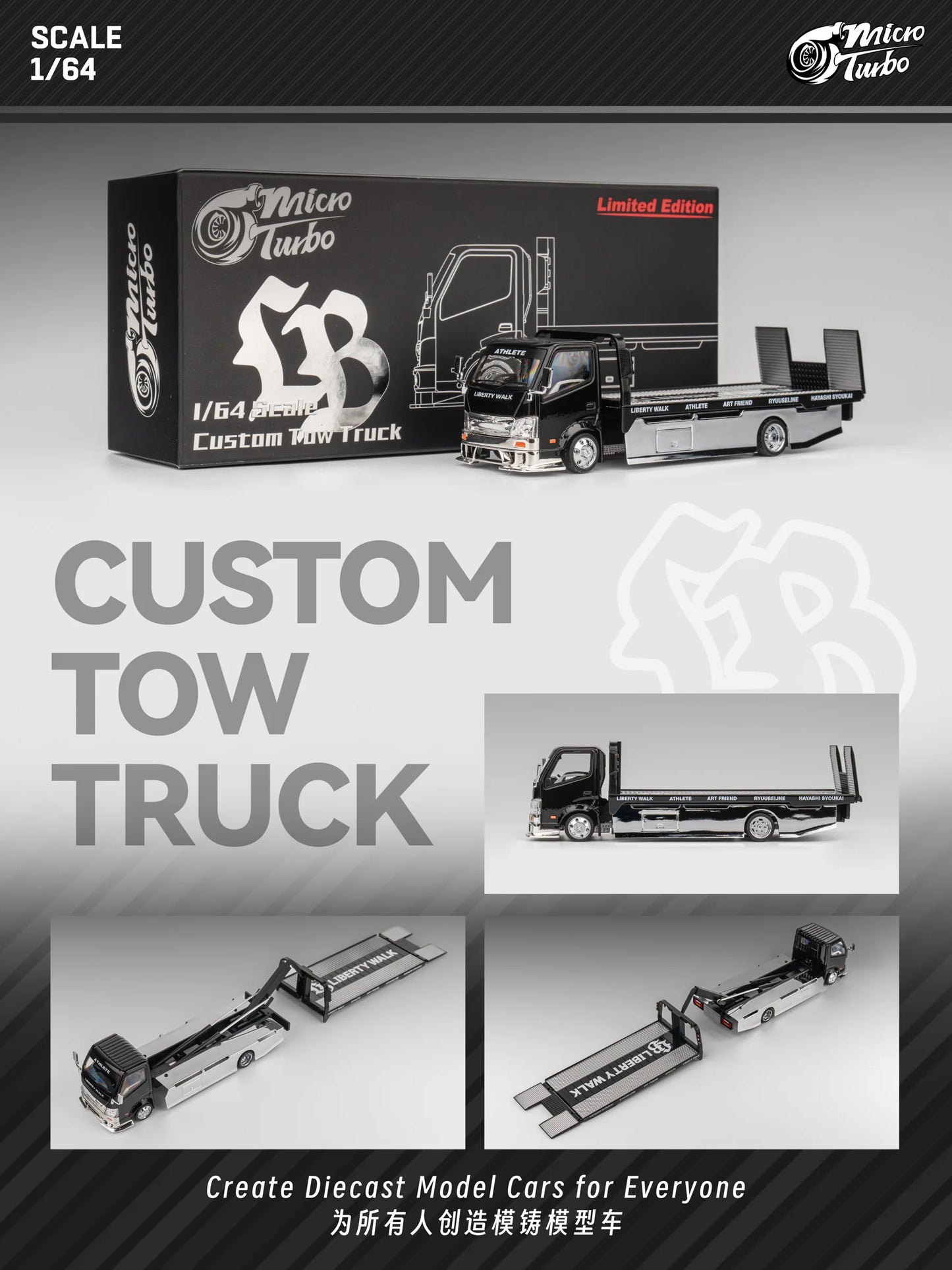 1/64 - 300 series flatbed trailer Custom Tow Truck LBWK - Micro Turbo