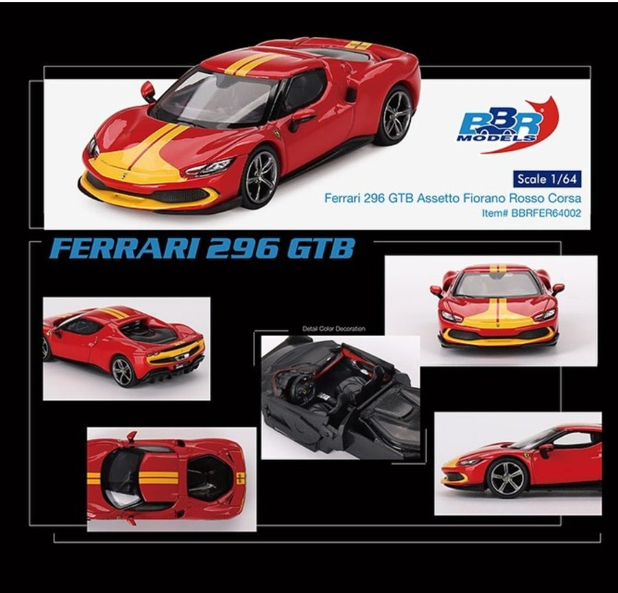 1/64 FERRARI 296 GTB ASSETTO FIORANO ROSSO CORSA - BBRFER64002