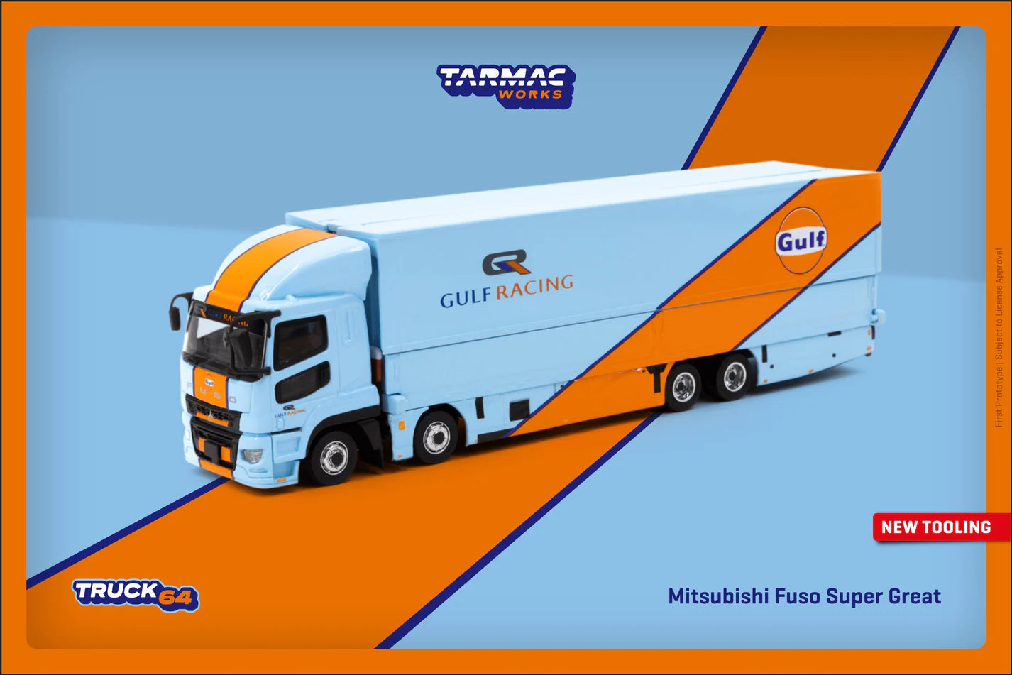 1/64 Mitsubishi Fuso Super Great *GULF Racing*, blue/orange - Tarmac Models - TC-T64T-TL001-Gulf