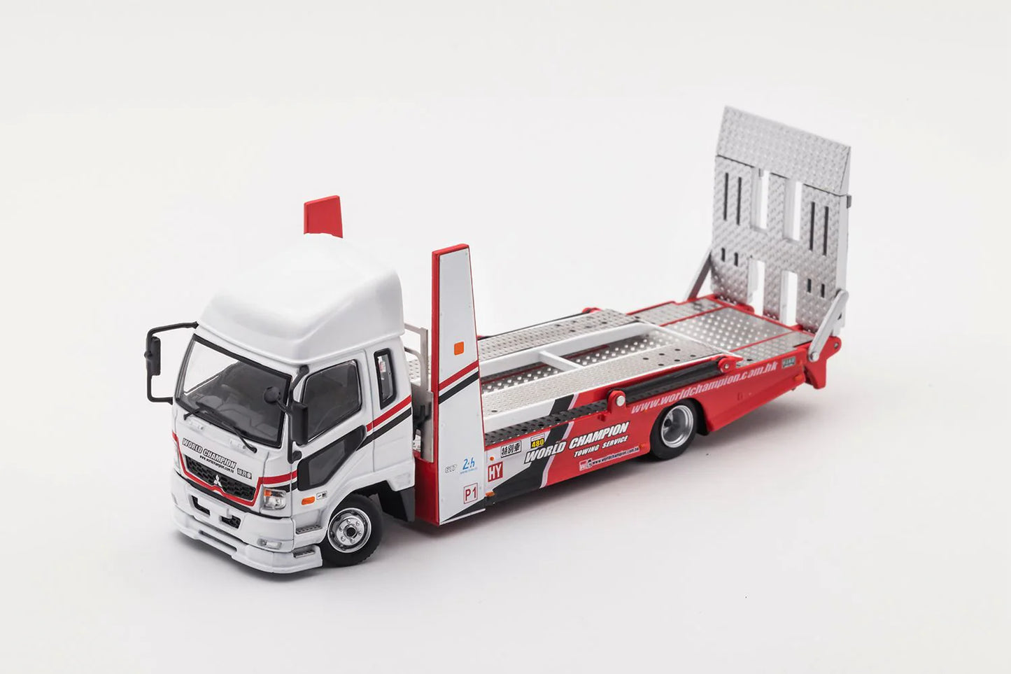 1:64 MITSUBISHI FUSO FIGHTER 2017 DOUBLE DECK TOW TRUCK - WHITE/RED
