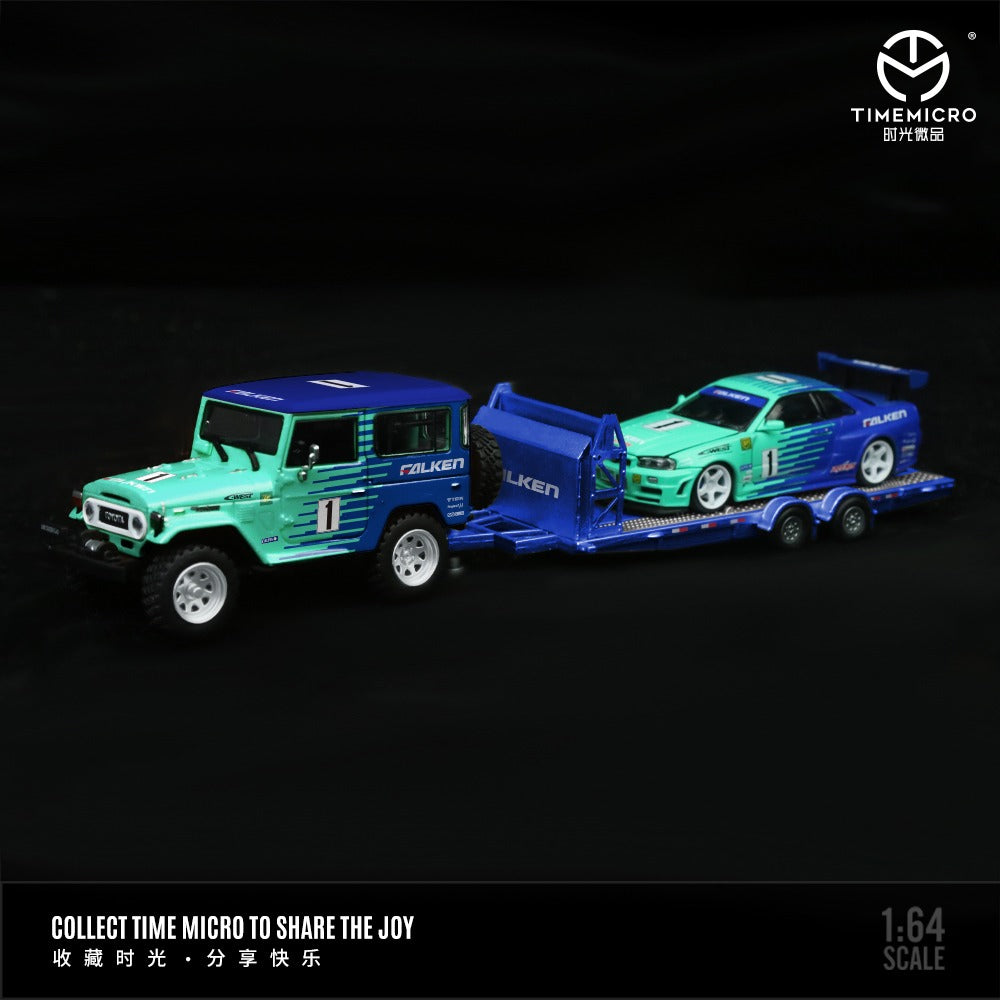 1/64 Nissan GTR34 and FJ40 trailer set - TM645024-T - Time Micro