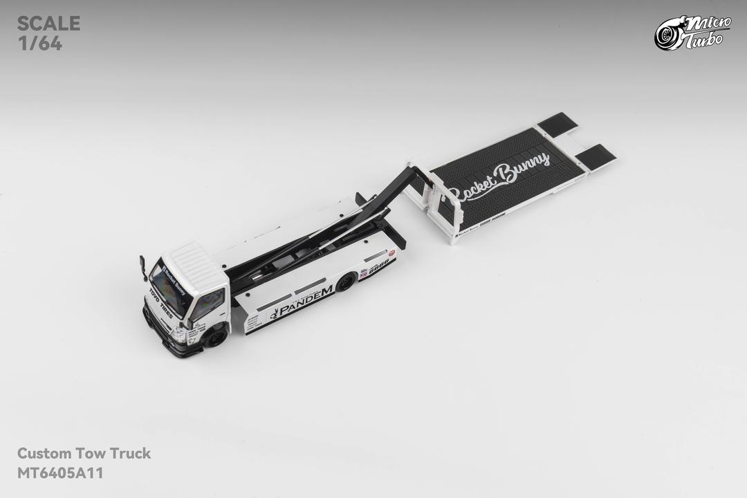 1/64 - 300 series flatbed trailer Custom Tow Truck White Pandem Rocket Bunny - Micro Turbo