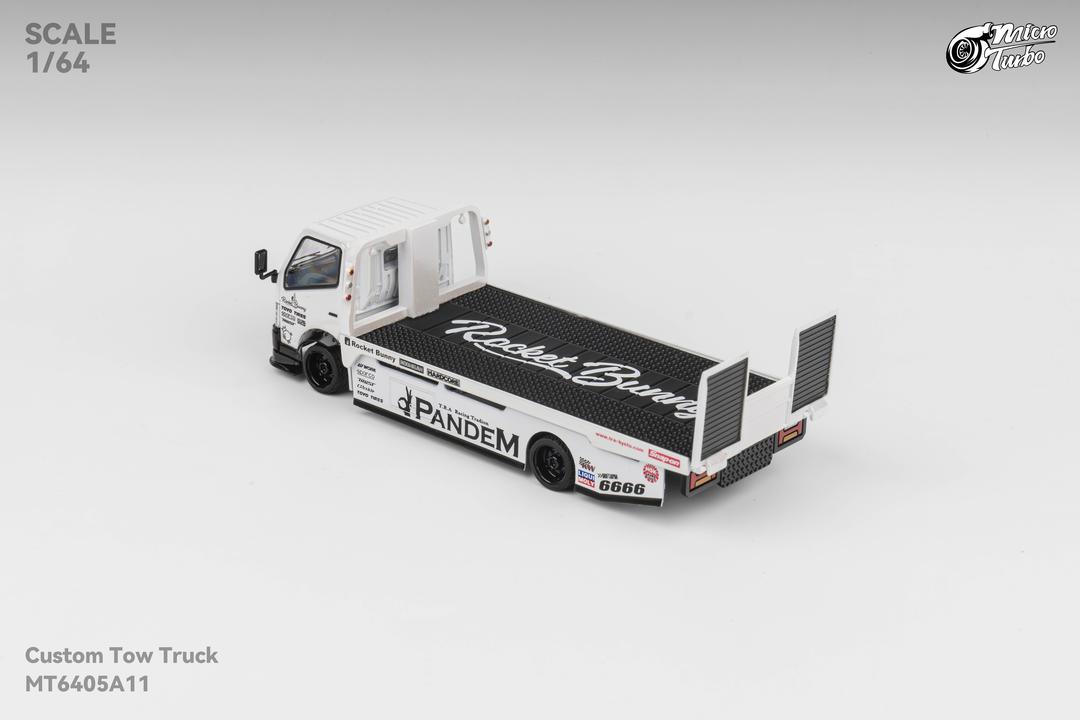 1/64 - 300 series flatbed trailer Custom Tow Truck White Pandem Rocket Bunny - Micro Turbo