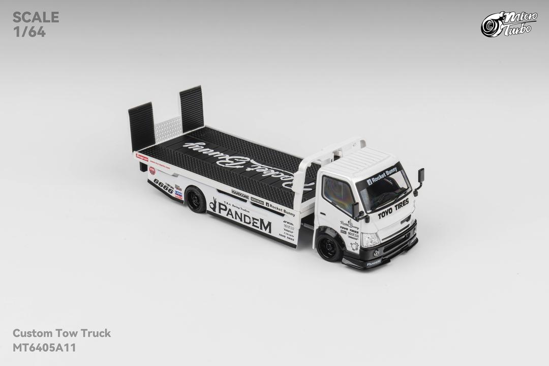 1/64 - 300 series flatbed trailer Custom Tow Truck White Pandem Rocket Bunny - Micro Turbo