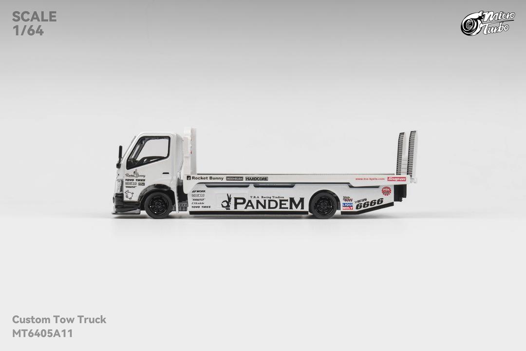 1/64 - 300 series flatbed trailer Custom Tow Truck White Pandem Rocket Bunny - Micro Turbo
